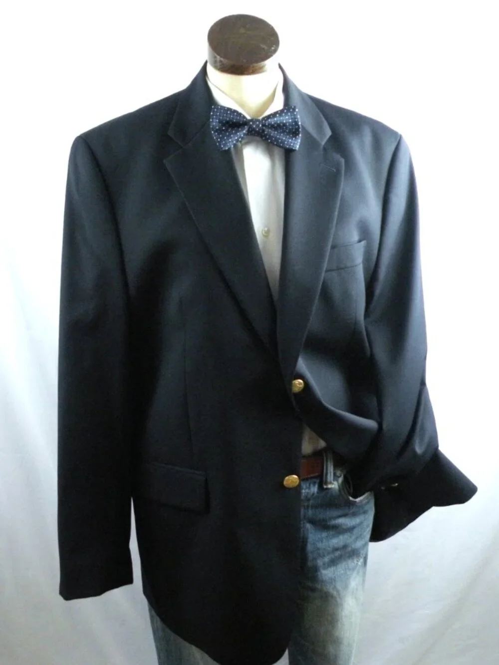 RALPH LAUREN Navy Wool Blazer Gold Crest Buttons Preppy Size 40R/42R